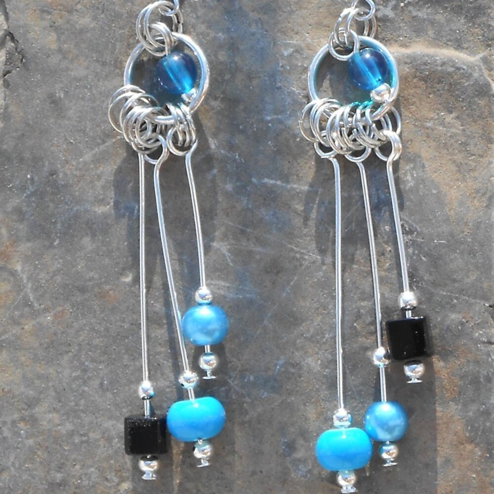 No 454 Handmade earrings with glass and acrylic beads